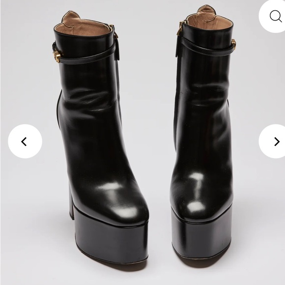 Valentino Black Leather Platform High Heel Ankle Boots - Picture 4 of 6